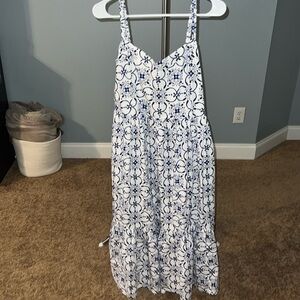 J. Crew Blue and White Midi Dress